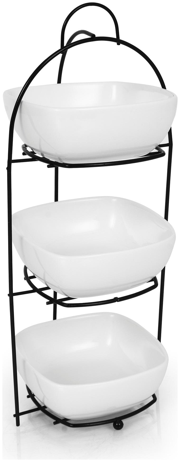 

Urban Snacker Bowls with Metal Rack Food Serving Display Stand Dessert Appetizer Snack