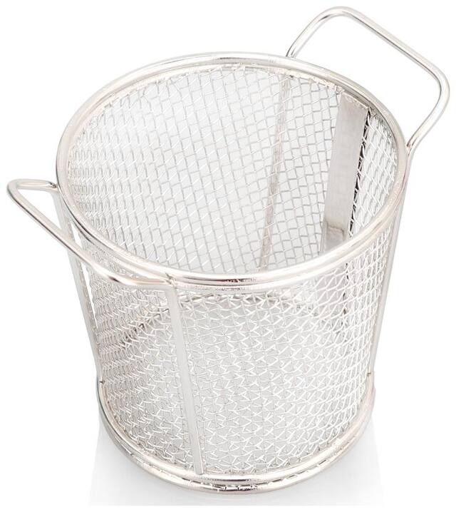 Urban Snackers Stainless Steel Round Tapered Basket For French Fry;Fryer Basket Strainer For Snacks Serving & Food Presentation At Home;Hotel;Restaurant;Kitchen serving Accessories