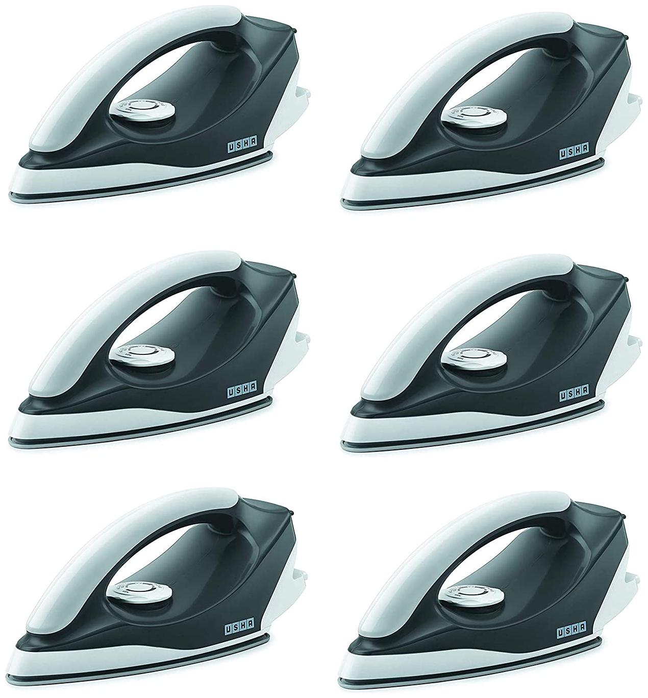 

Usha Aurora Dry Iron 1000 Watt with LED Tail Light (White Black) Pack Of 6