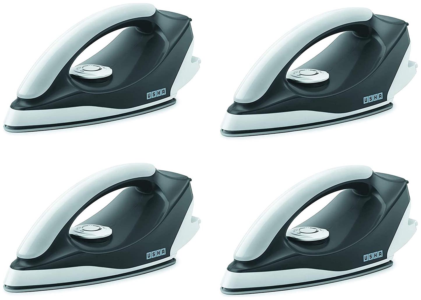 

Usha Aurora Dry Iron 1000 Watt with LED Tail Light (White Black) Pack Of 4