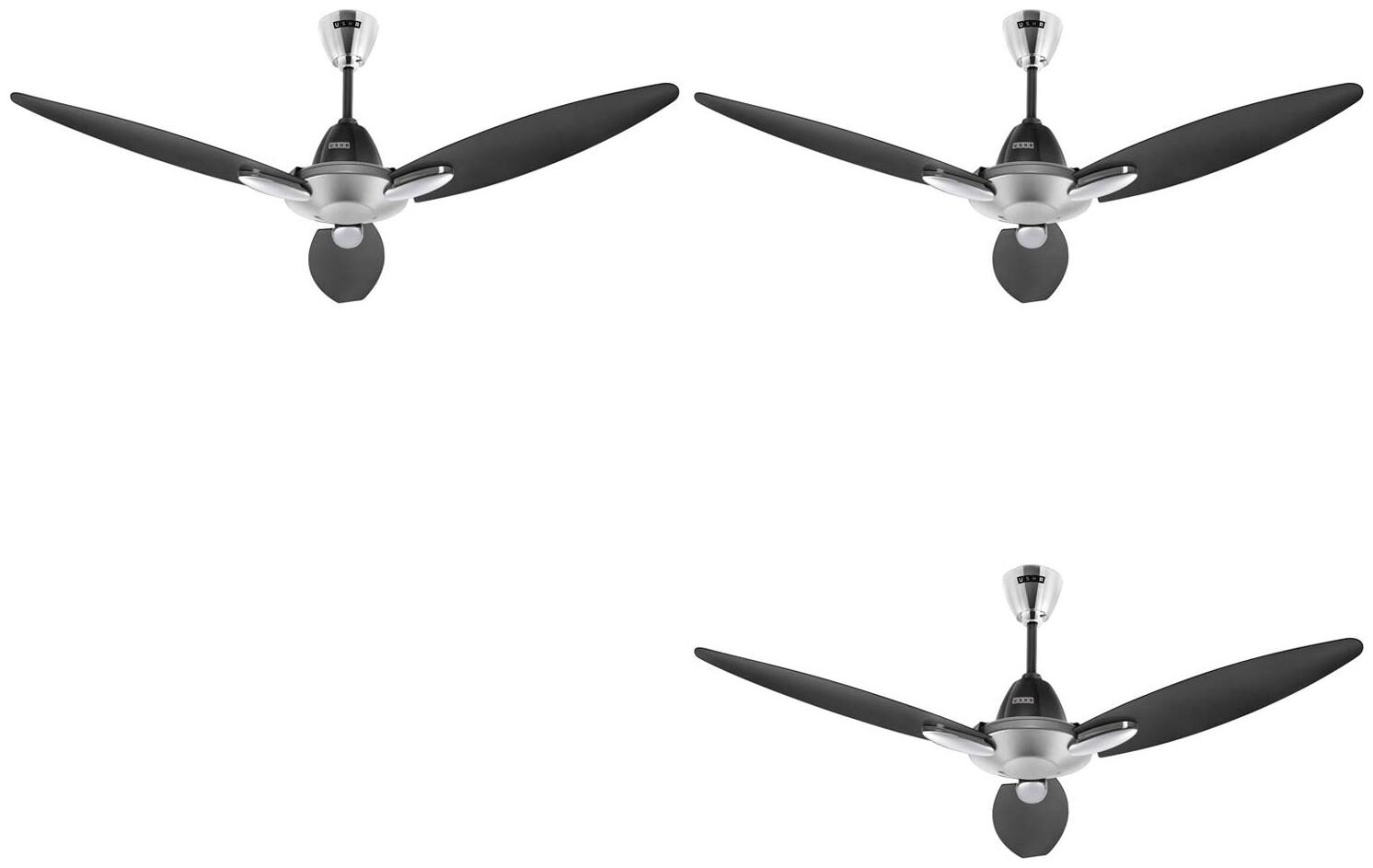 

Usha Bloom Daffodil 1250mm 85-Watt Goodbye Dust Ceiling Fan with Anti Dust Feature(Sparkle Grey and Black) pack of 3