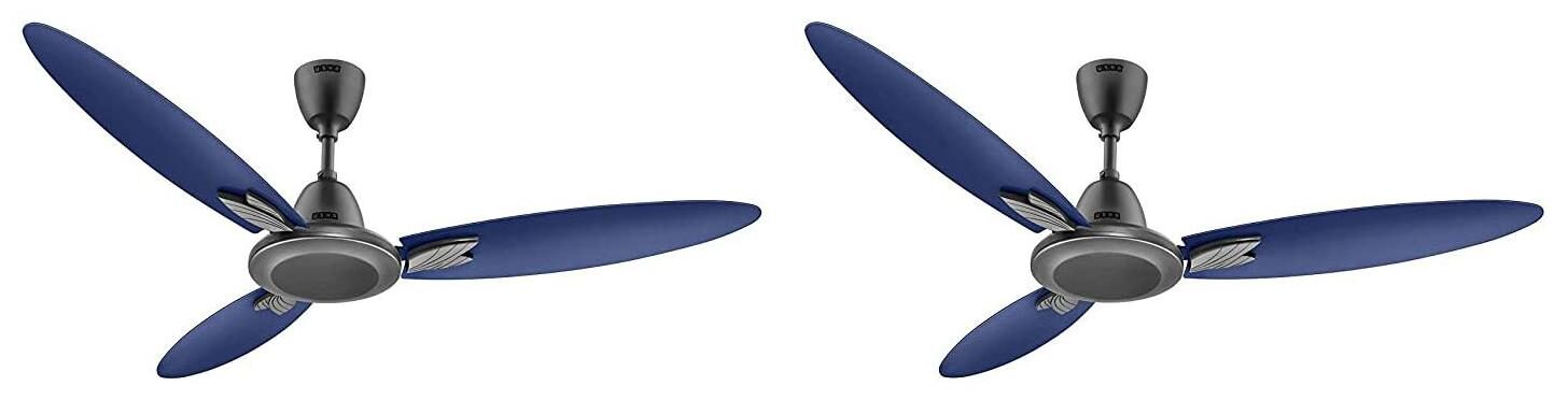 

Usha Bloom Magnolia 1250mm 85-Watt Goodbye Dust Ceiling Fan with Anti Dust Feature(Sparkle Grey and Blue) pack of 2