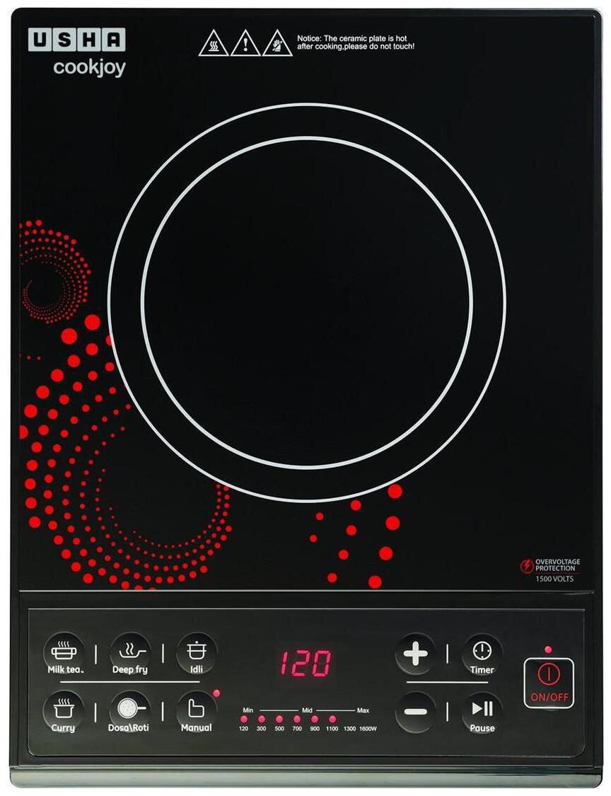

Usha IC 3616 1600 W Induction Cooktop ( Black Red Push Button Control)