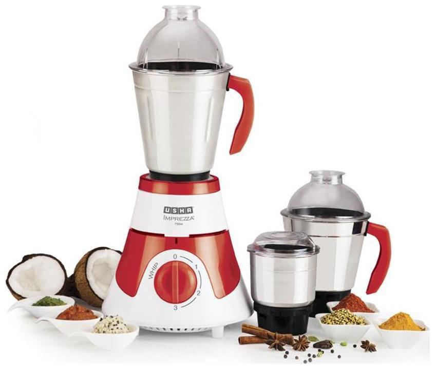 

Usha MG 3576 IMPREZZA 750 W Mixer Grinder ( Red 3 Jars )