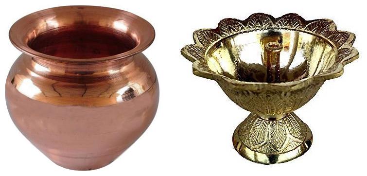 

Utkarsh Combo Of Diwali Devdas (No 1 ) Oil Ghee Diya With Copper ( 2 No ) Kalash Lota