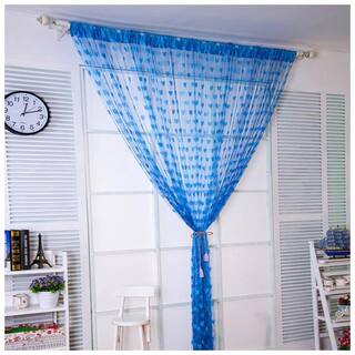 UTKARSH Polyester Door Transparent Blue String Curtain ( Rod Pocket Closure , Printed , Pack of 2 )