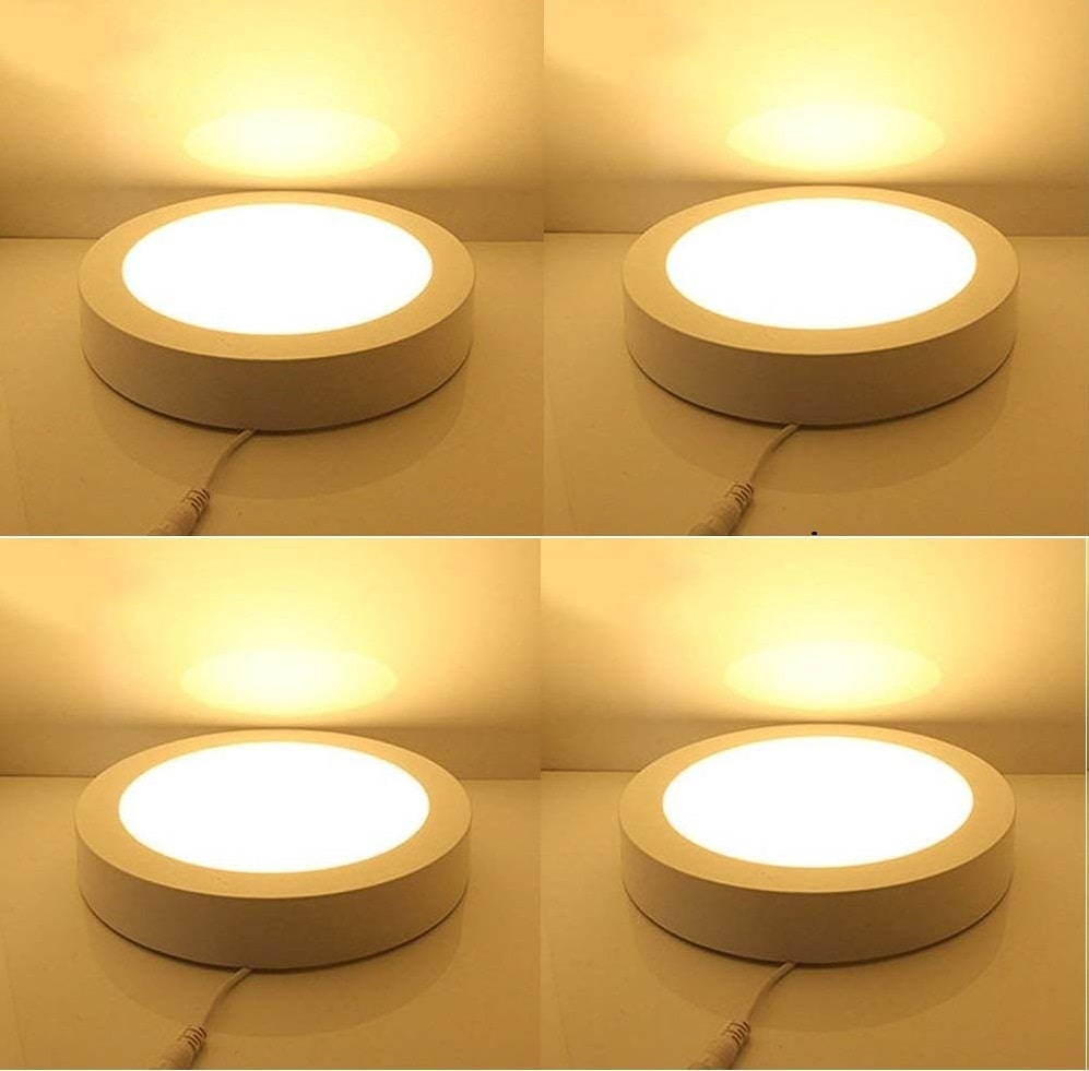 

V-lite 22-Watt Round Shape Cool Day White LED Surface Mounted Light for Home Office Kitchen Hallway Living Room Flush Light Fittings ( Set of 4 )