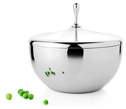 

VAGMI Silver Stainless Steel Vegetable Storage Bowls With Lid(Pck of 1)