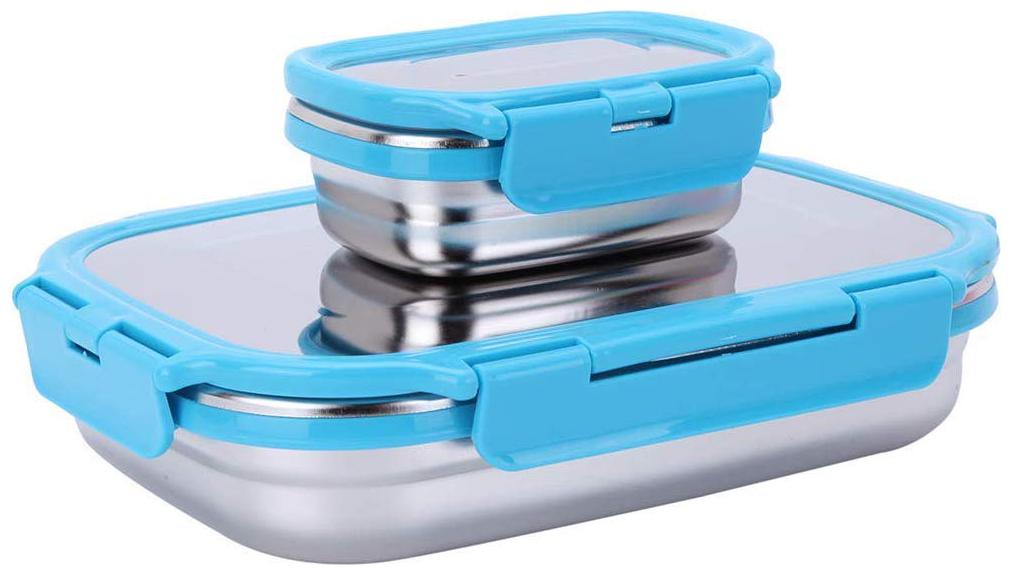 

VAGMI Stainless steel container lunch box Blue Silver 1 Containers Lunch box ( Set of 1 950 ml )