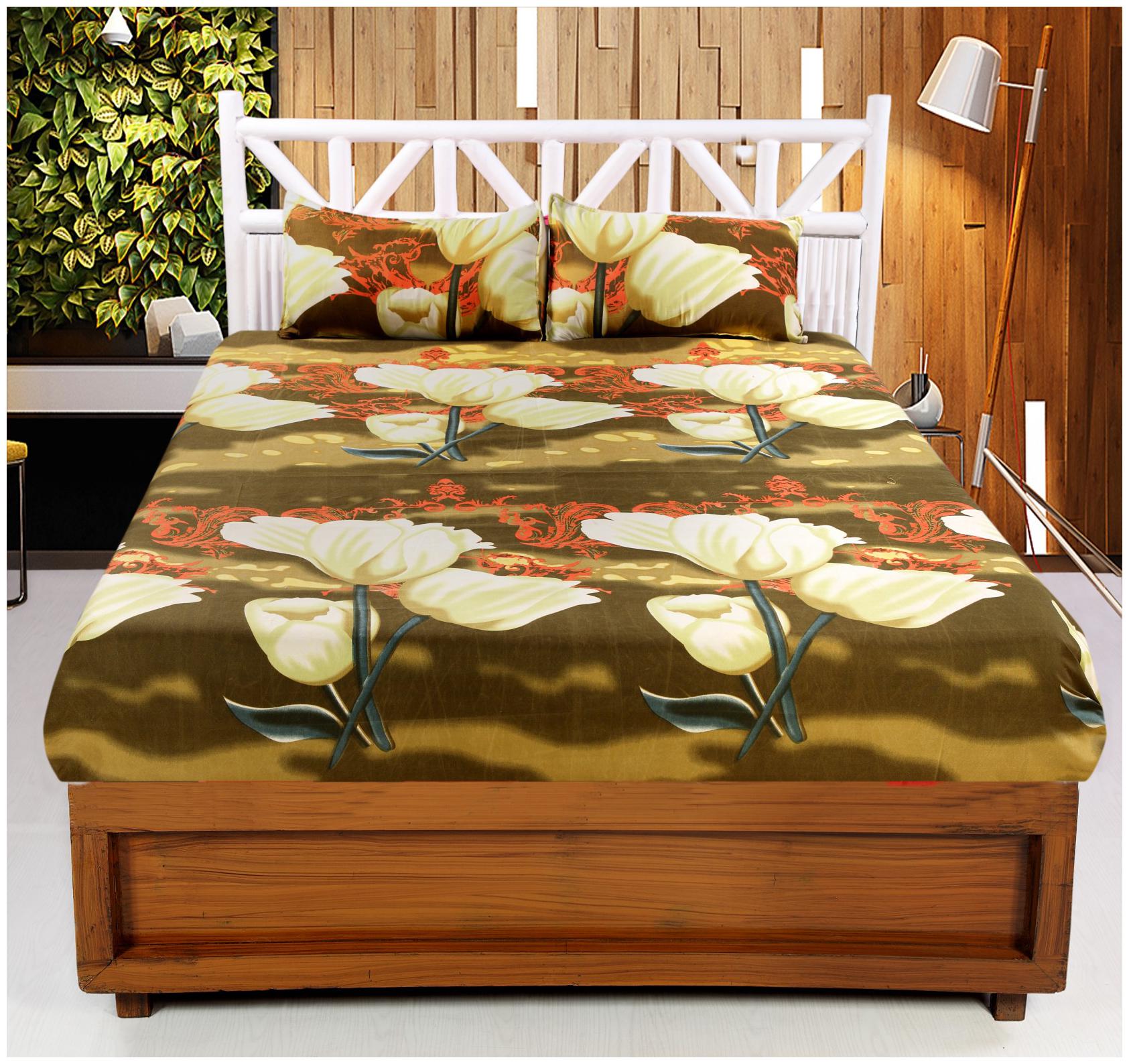 

Valtellina Microfiber Floral Double Size Bedsheet 90 TC ( 1 Bedsheet With 2 Pillow Covers Multi )