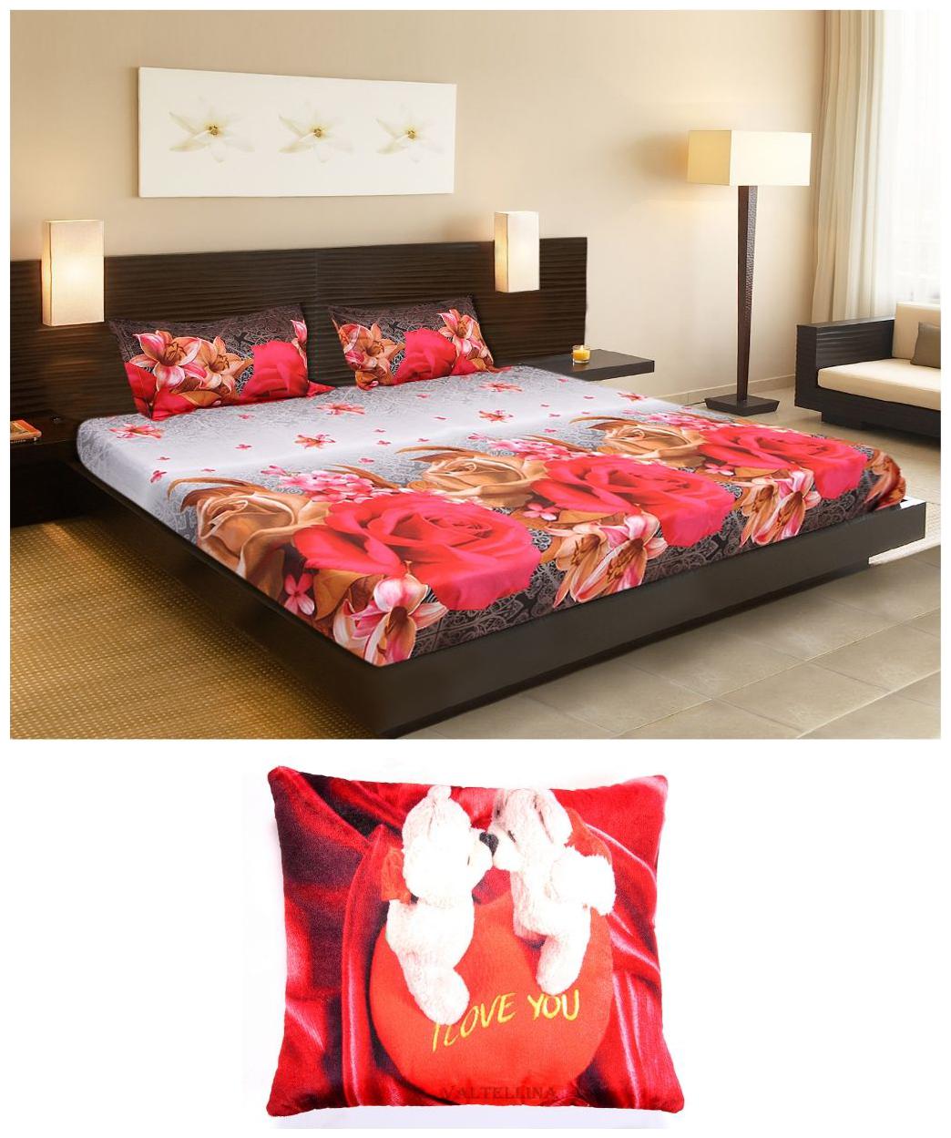 

Valtellina Cotton Floral Double Size Bedsheet 104 TC ( 1 Bedsheet With 2 Pillow Covers Multi )