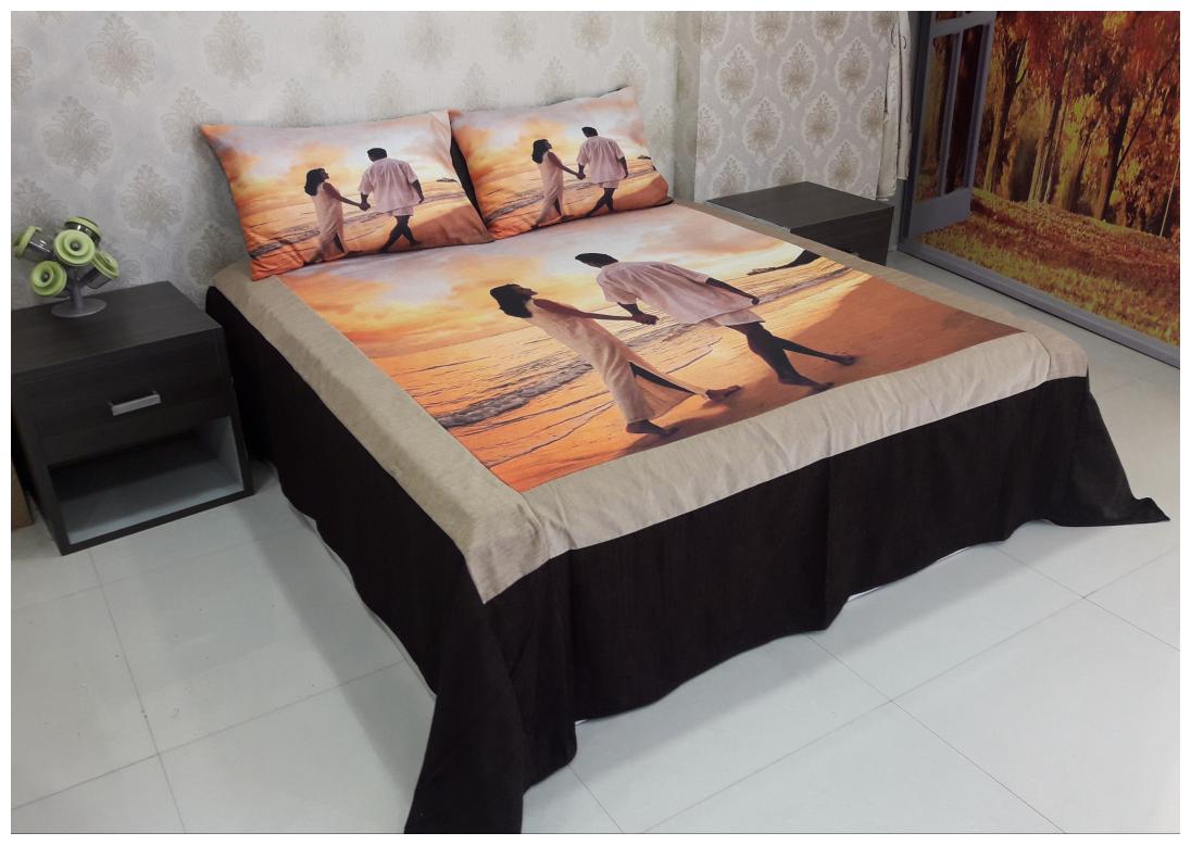 

Valtellina Cotton Abstract King Size Bedsheet 104 TC ( 1 Bedsheet With 2 Pillow Covers Brown )