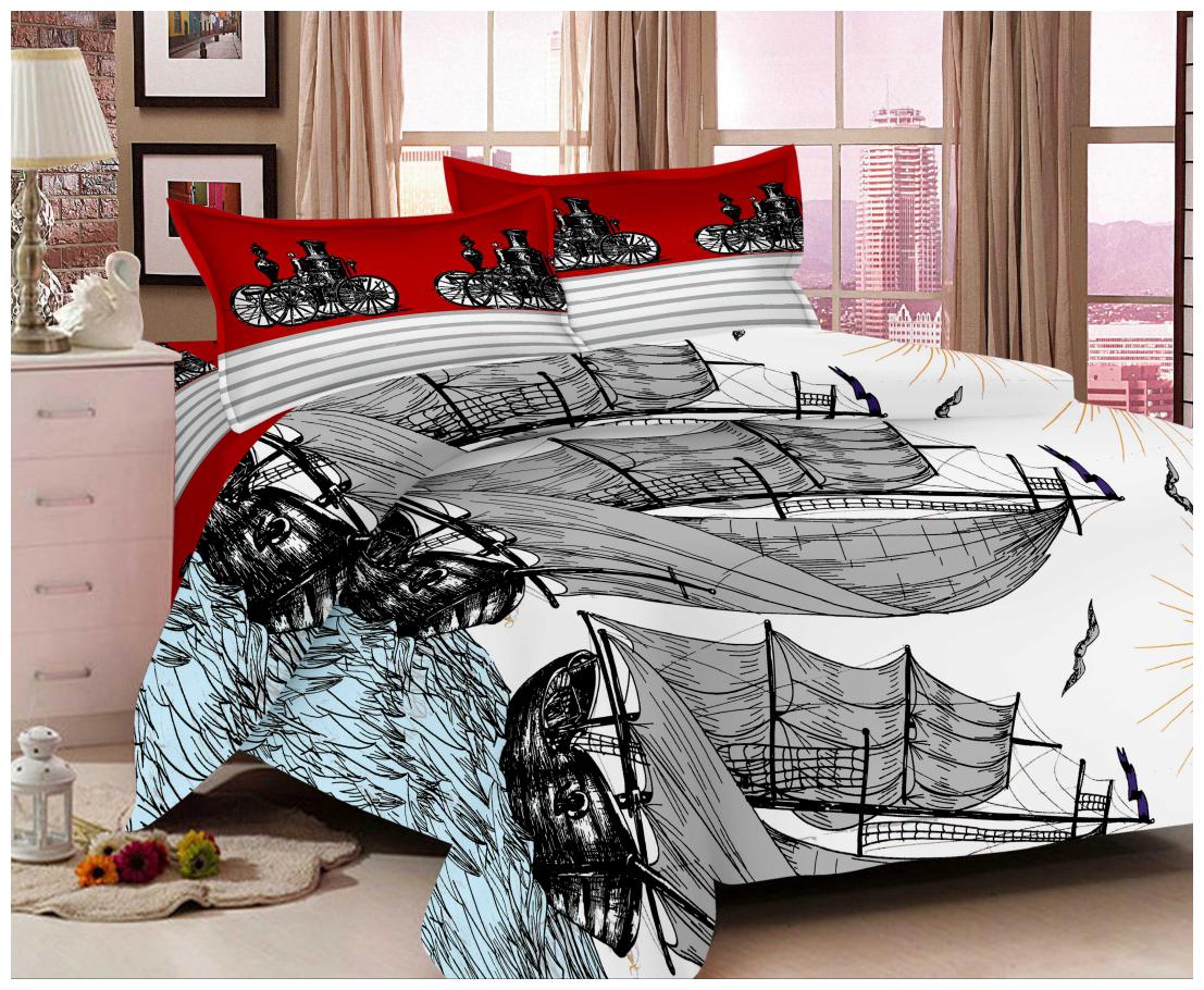 

Valtellina Cotton Abstract Double Size Bedsheet 104 TC ( 1 Bedsheet With 2 Pillow Covers Red )