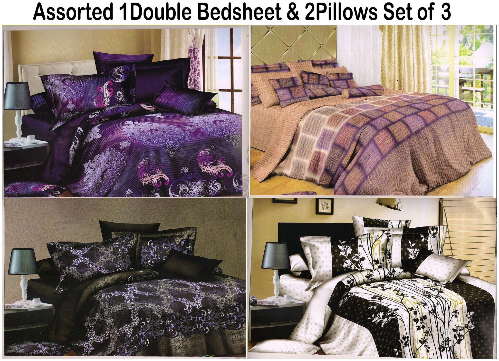 

Valtellina Microfiber Abstract Double Size Bedsheet 210 TC ( 1 Bedsheet With 2 Pillow Covers Assorted )