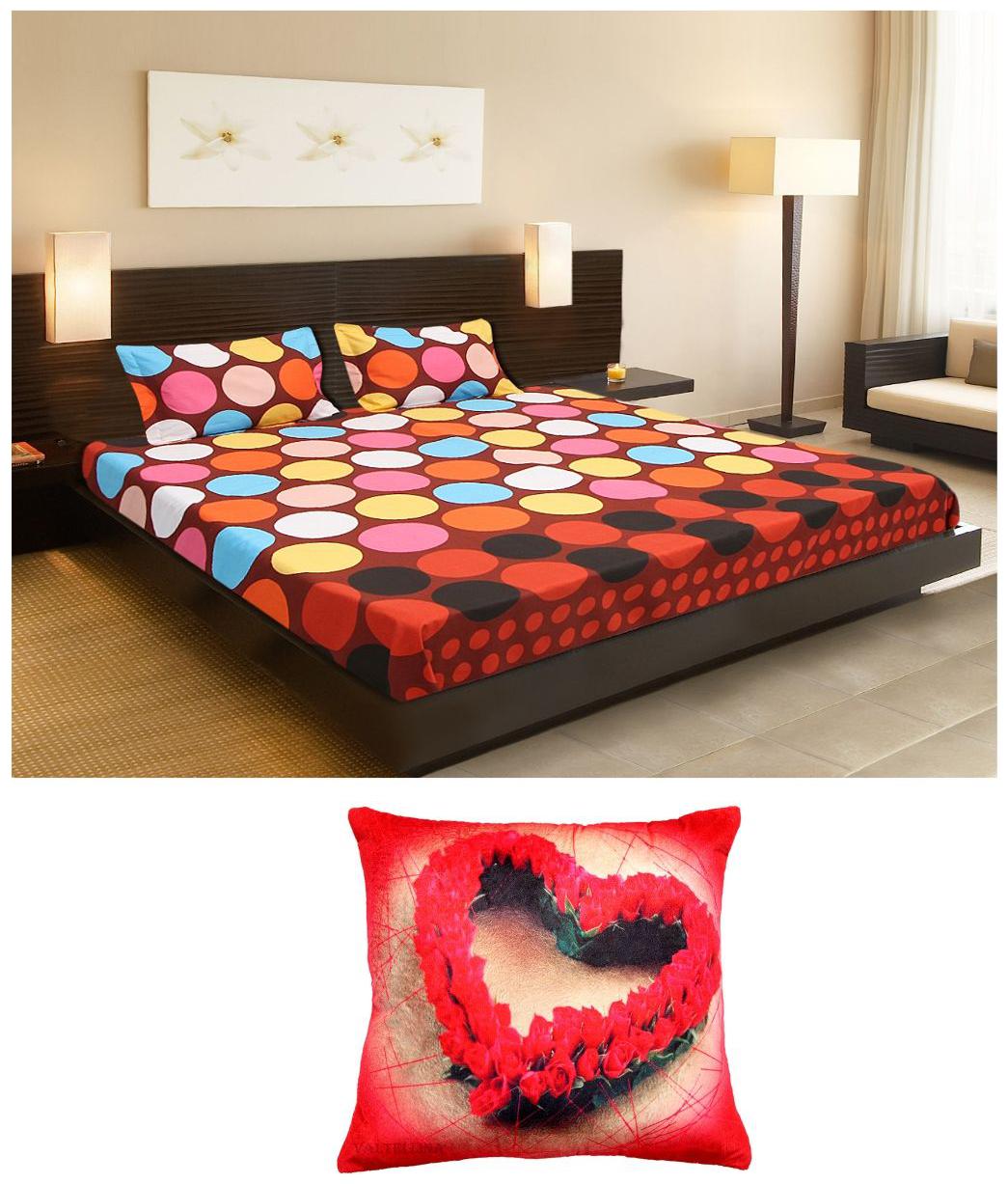 

Valtellina Cotton Abstract Double Size Bedsheet 104 TC ( 1 Bedsheet With 2 Pillow Covers Multi )