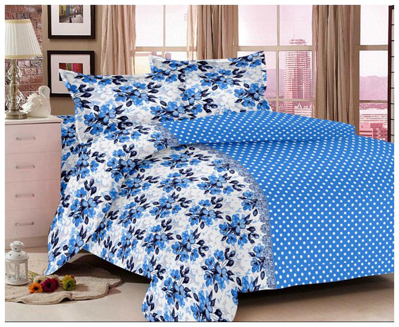 

Valtellina Cotton Abstract Double Size Bedsheet 104 TC ( 1 Bedsheet With 2 Pillow Covers Blue )