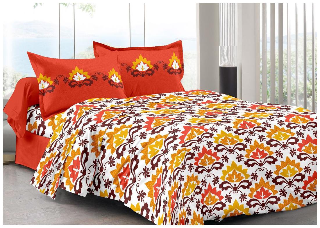 

Valtellina Cotton Printed Double Size Bedsheet 104 TC ( 1 Bedsheet With 2 Pillow Covers Brown )