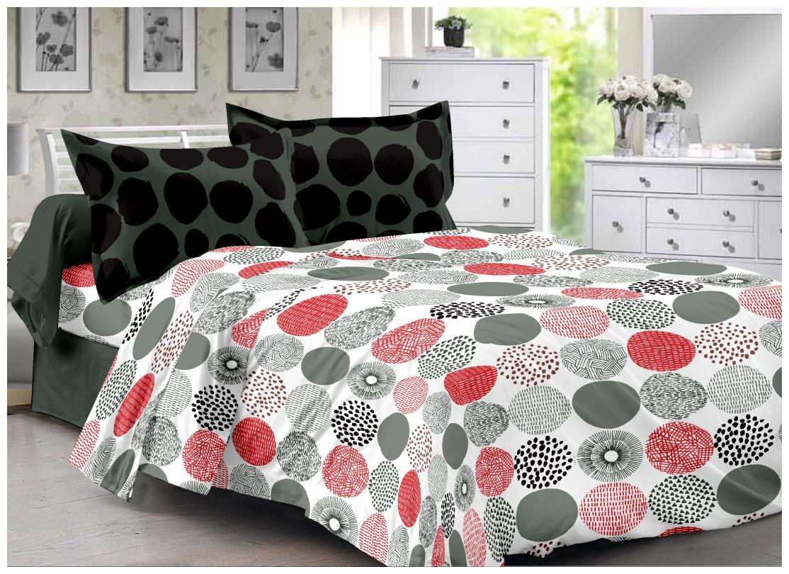 

Valtellina Cotton Abstract Double Size Bedsheet 104 TC ( 1 Bedsheet With 2 Pillow Covers Black )