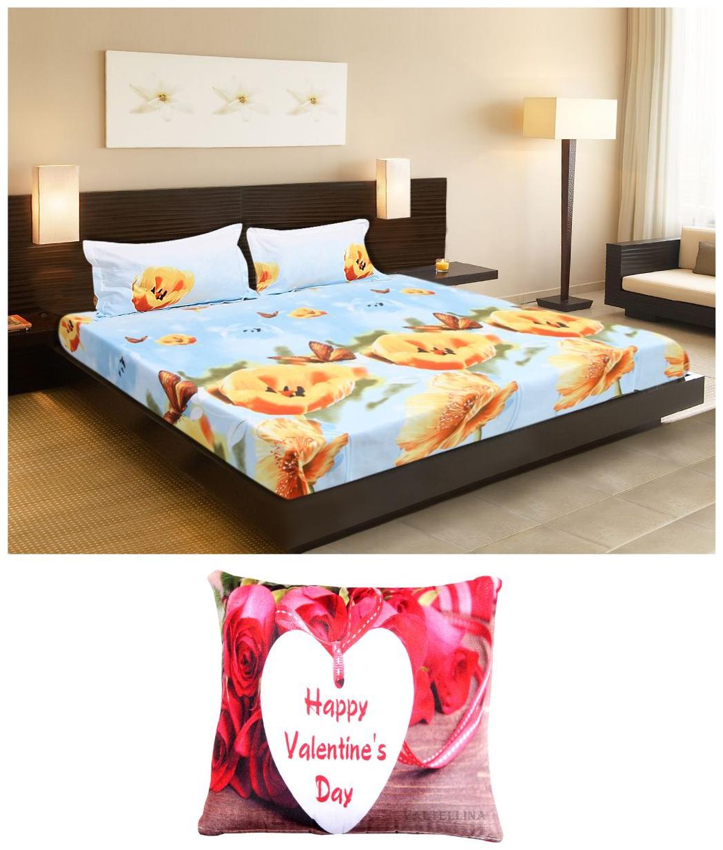 

Valtellina Cotton Floral Double Size Bedsheet 104 TC ( 1 Bedsheet With 2 Pillow Covers Multi )