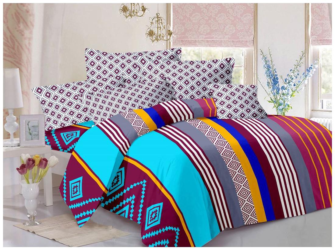 

Valtellina Cotton Printed Double Size Bedsheet 104 TC ( 1 Bedsheet With 2 Pillow Covers Multi )