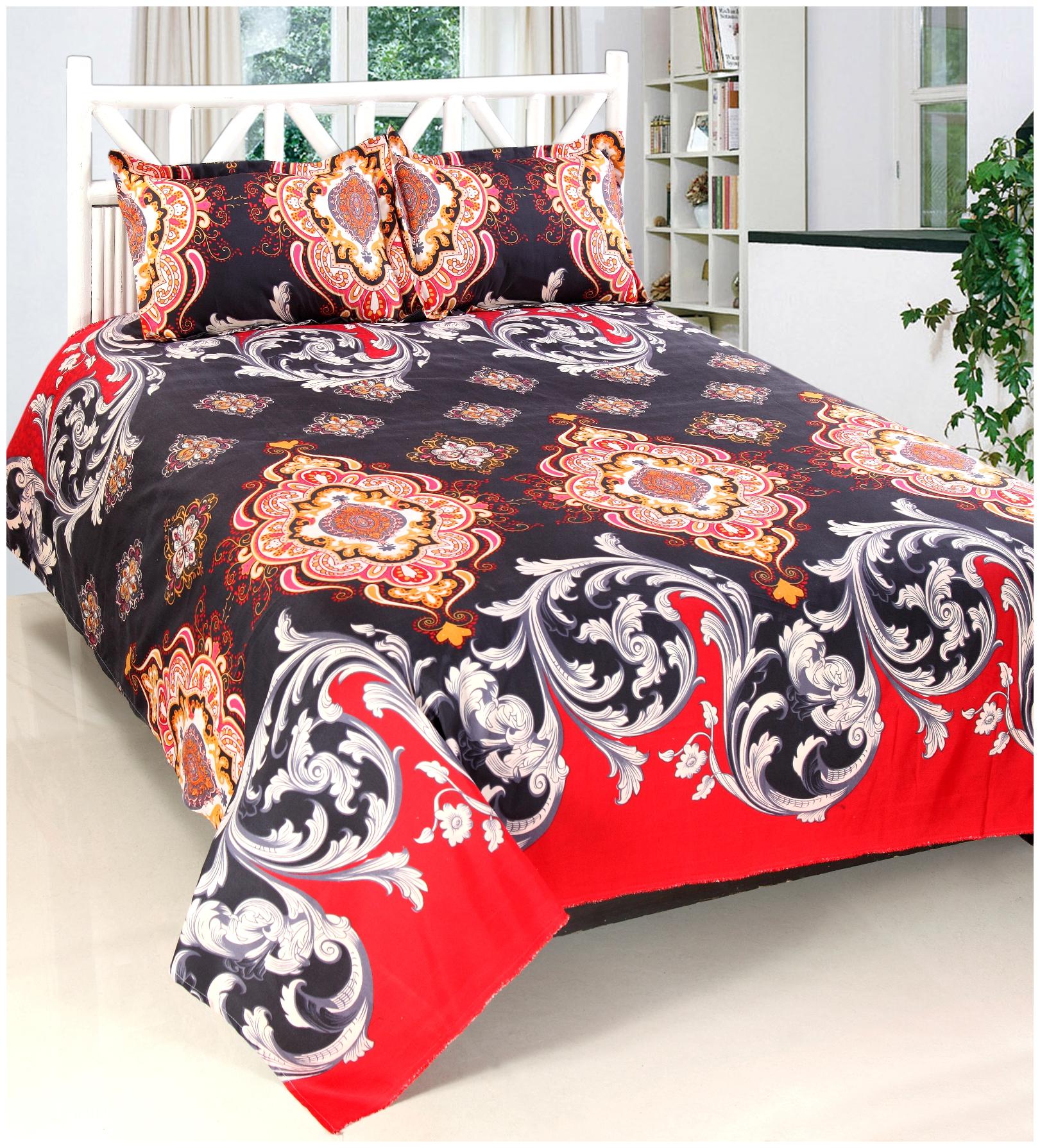 

Valtellina Cotton 3D Printed Double Size Bedsheet 104 TC ( 1 Bedsheet With 2 Pillow Covers Multi )