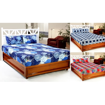 

Valtellina Microfiber 3D Printed Double Size Bedsheet 104 TC ( 3 Bedsheet With 6 Pillow Covers Multi )