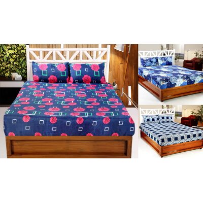 

Valtellina Microfiber 3D Printed Double Size Bedsheet 104 TC ( 3 Bedsheet With 6 Pillow Covers Multi )