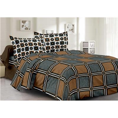 

Valtellina Cotton Checkered Double Size Bedsheet 104 TC ( 1 Bedsheet With 2 Pillow Covers Grey )