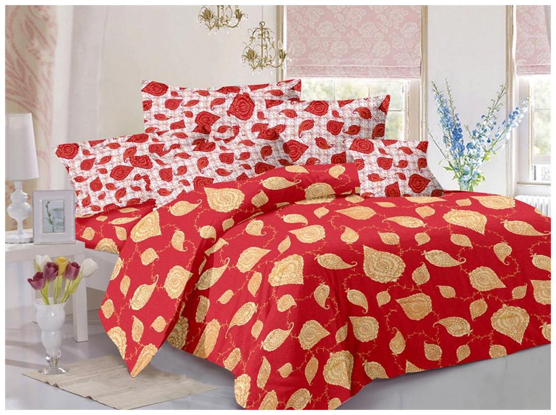 

Valtellina Cotton Floral Double Size Bedsheet 104 TC ( 1 Bedsheet With 2 Pillow Covers Brown )