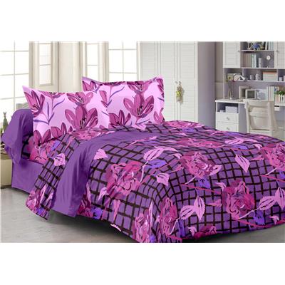 

Valtellina Cotton Floral Double Size Bedsheet 104 TC ( 1 Bedsheet With 2 Pillow Covers Purple )