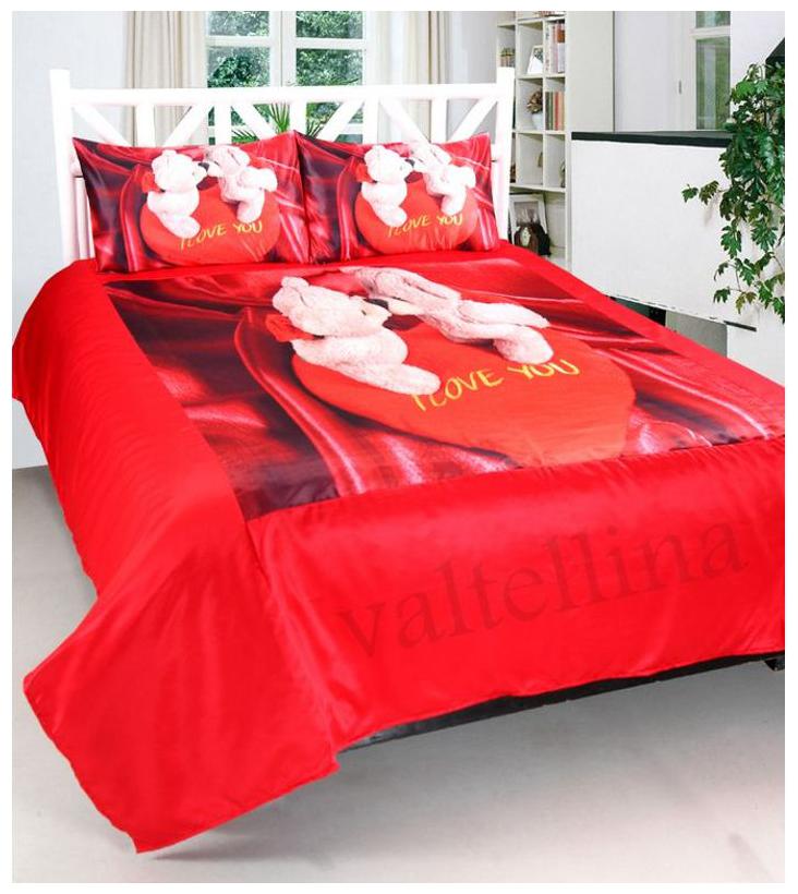 

Valtellina Satin Abstract Double Size Bedsheet 104 TC ( 1 Bedsheet With 2 Pillow Covers Red )