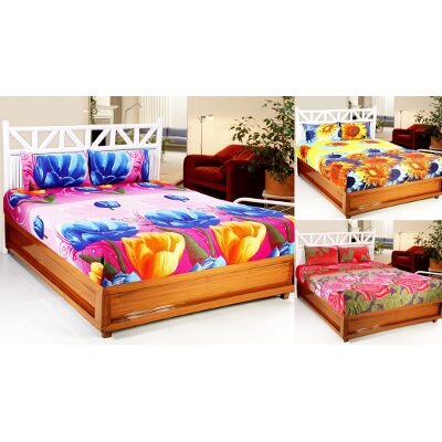 

Valtellina Microfiber 3D Printed Double Size Bedsheet 104 TC ( 3 Bedsheet With 6 Pillow Covers Multi )