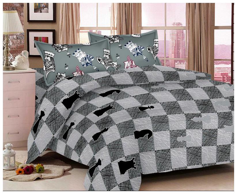 

Valtellina Cotton Abstract Double Size Bedsheet 104 TC ( 1 Bedsheet With 2 Pillow Covers Grey )