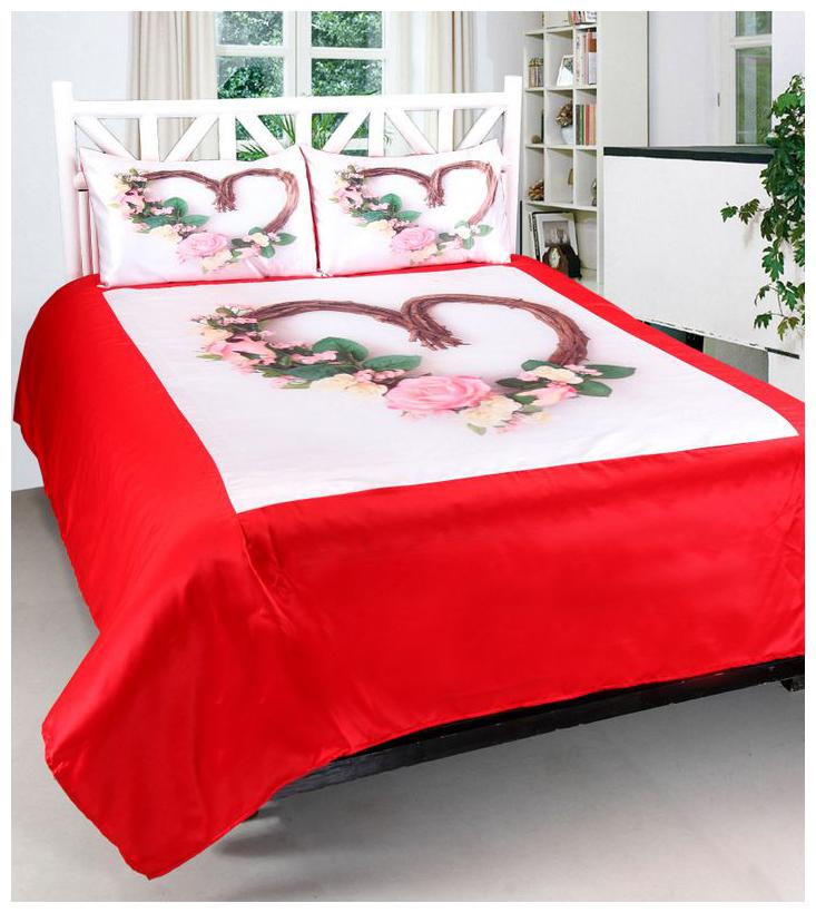 

Valtellina Satin Floral Double Size Bedsheet 104 TC ( 1 Bedsheet With 2 Pillow Covers Red )