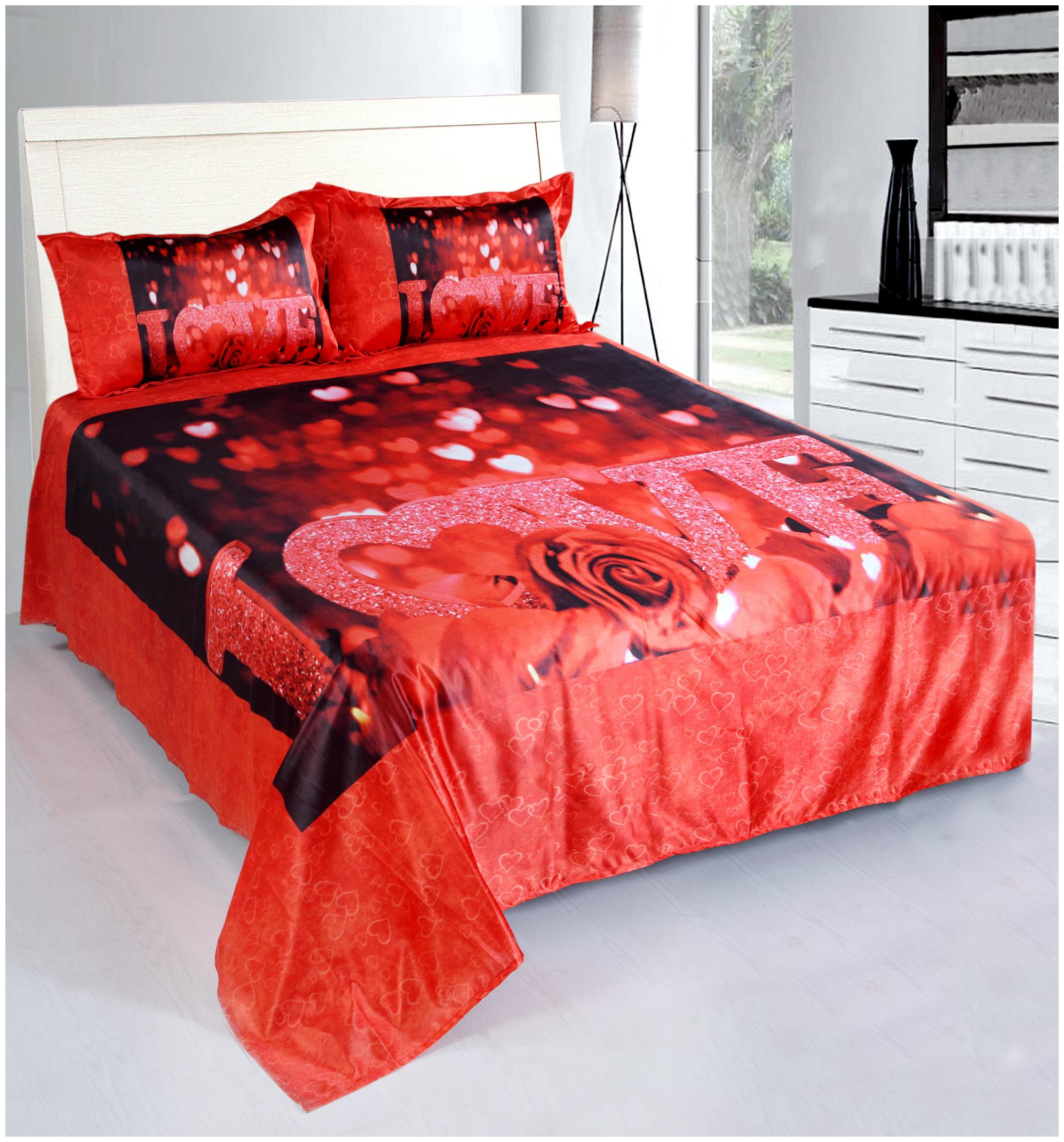 

Valtellina Cotton Printed Double Size Bedsheet 160 TC ( 1 Bedsheet With 2 Pillow Covers Red )