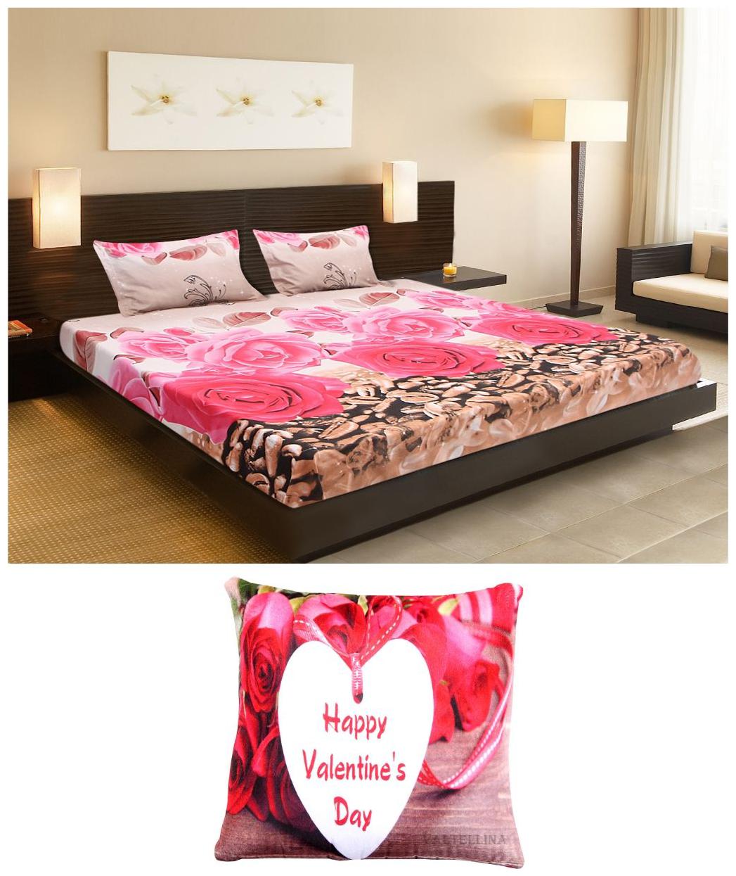 

Valtellina Cotton Floral Double Size Bedsheet 104 TC ( 1 Bedsheet With 2 Pillow Covers Multi )