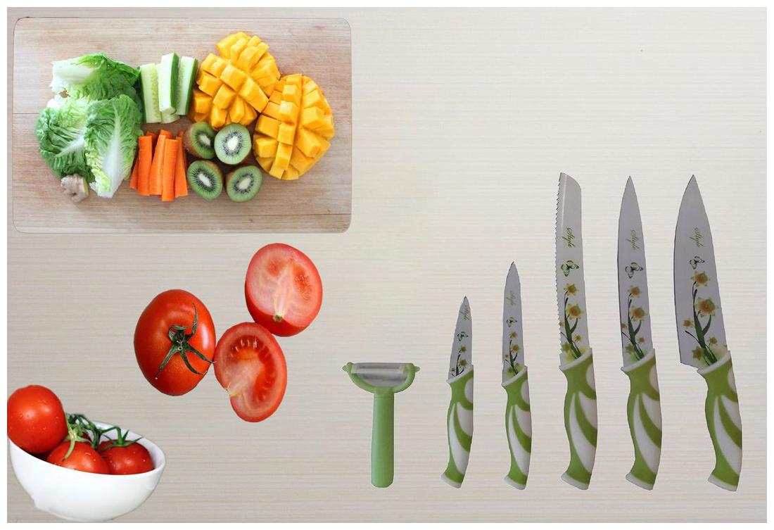 

Valtellina Kitchen 6 pcs Knife Block Set Family Chef Includes Storage Block