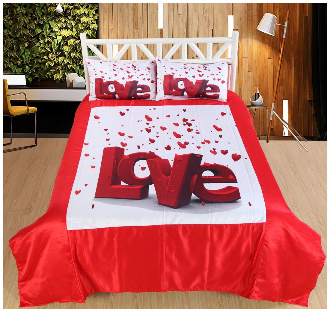 

Valtellina Satin Floral Double Size Bedsheet 104 TC ( 1 Bedsheet With 2 Pillow Covers Red )