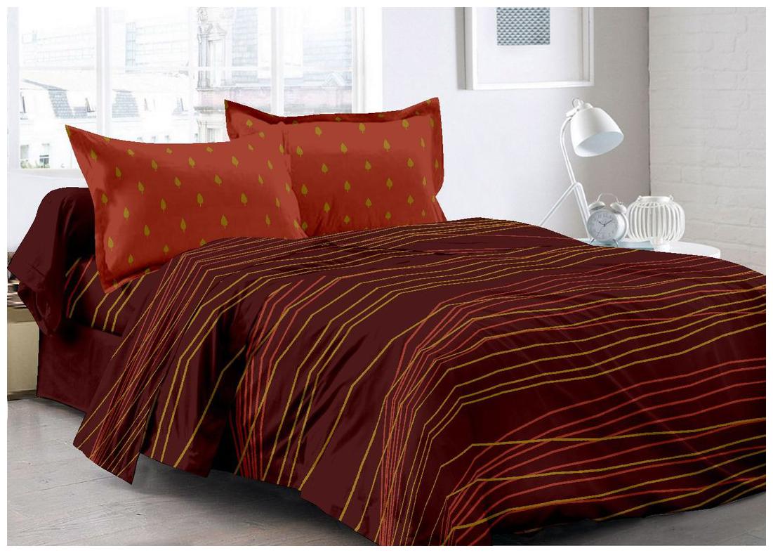 

Valtellina Cotton Floral Double Size Bedsheet 104 TC ( 1 Bedsheet With 2 Pillow Covers Maroon )