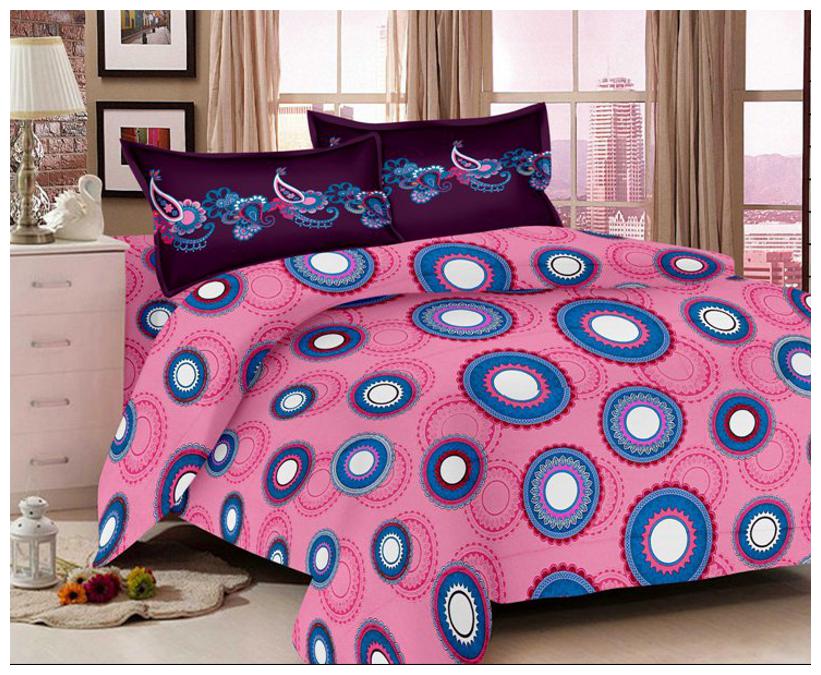 

Valtellina Cotton Geometric Double Size Bedsheet 104 TC ( 1 Bedsheet With 2 Pillow Covers Pink )