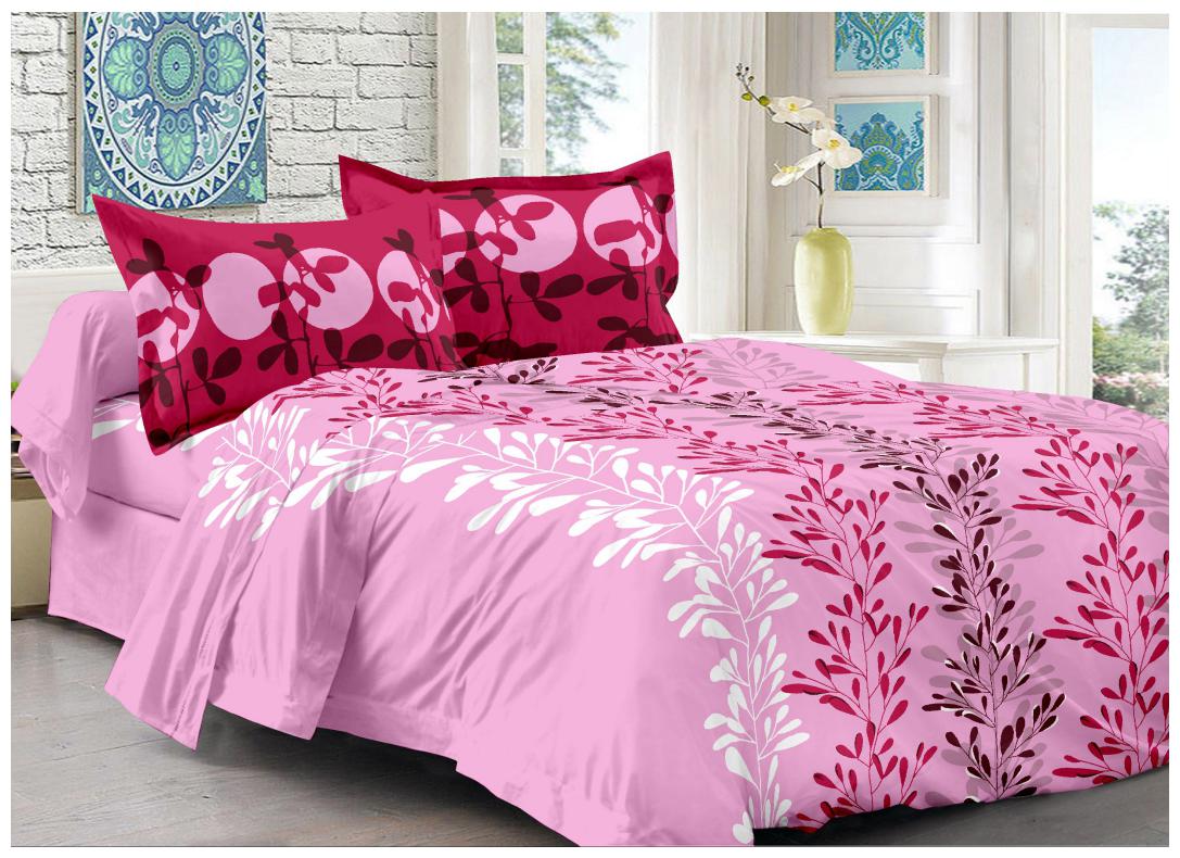 

Valtellina Cotton Printed Double Size Bedsheet 104 TC ( 1 Bedsheet With 2 Pillow Covers Pink )