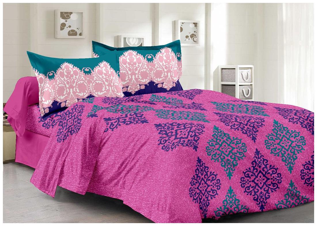 

Valtellina Cotton Printed Double Size Bedsheet 104 TC ( 1 Bedsheet With 2 Pillow Covers Purple )
