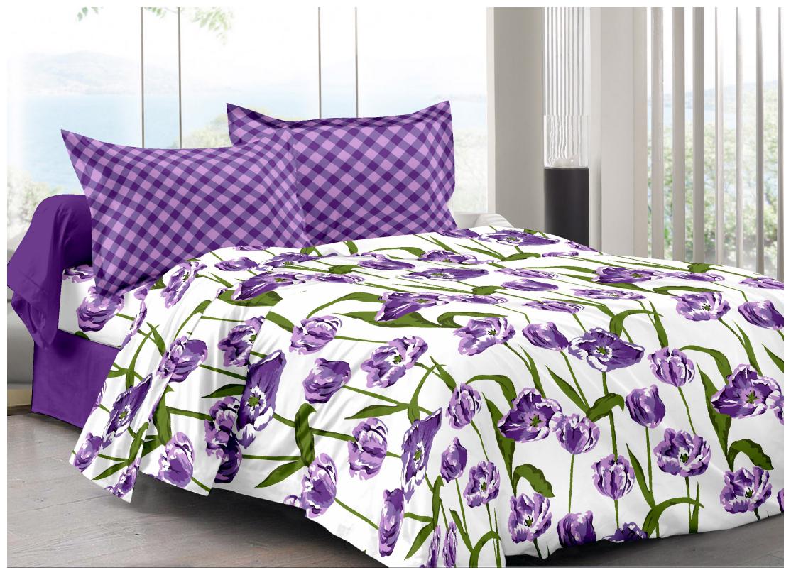 

Valtellina Cotton Floral Double Size Bedsheet 104 TC ( 1 Bedsheet With 2 Pillow Covers Purple )