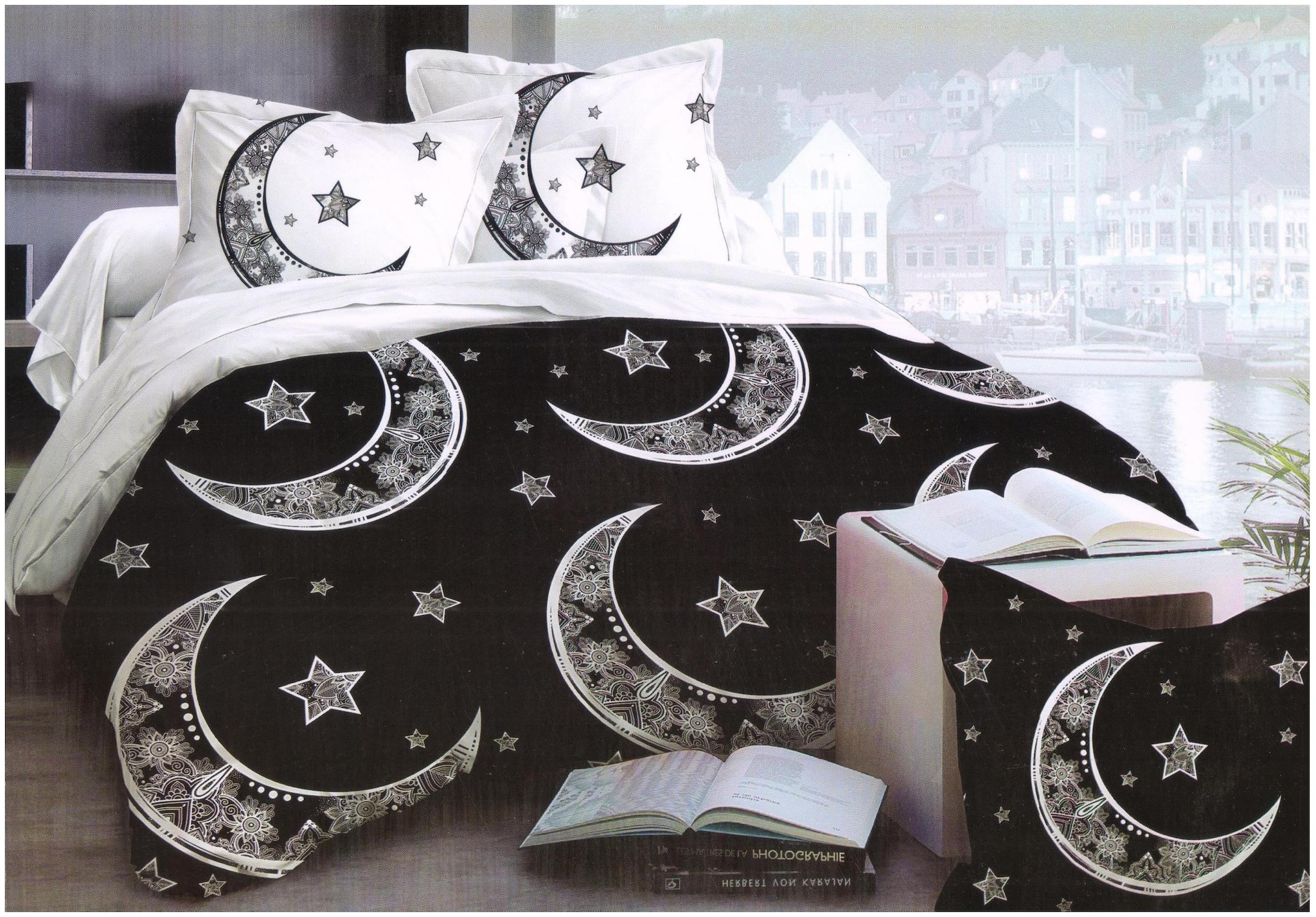 

Valtellina Cotton Printed Double Size Bedsheet 140 TC ( 1 Bedsheet With 2 Pillow Covers Black )