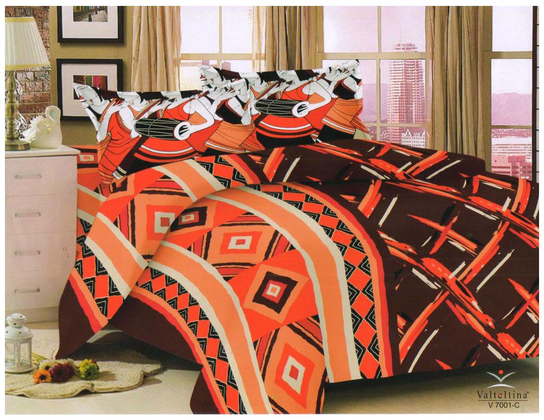 

Valtellina Cotton Printed Double Size Bedsheet 104 TC ( 1 Bedsheet With 2 Pillow Covers Orange )