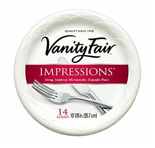 

Vanity Fair Impressions Disposable Plates 10 14 Count Dinner Size White Pape
