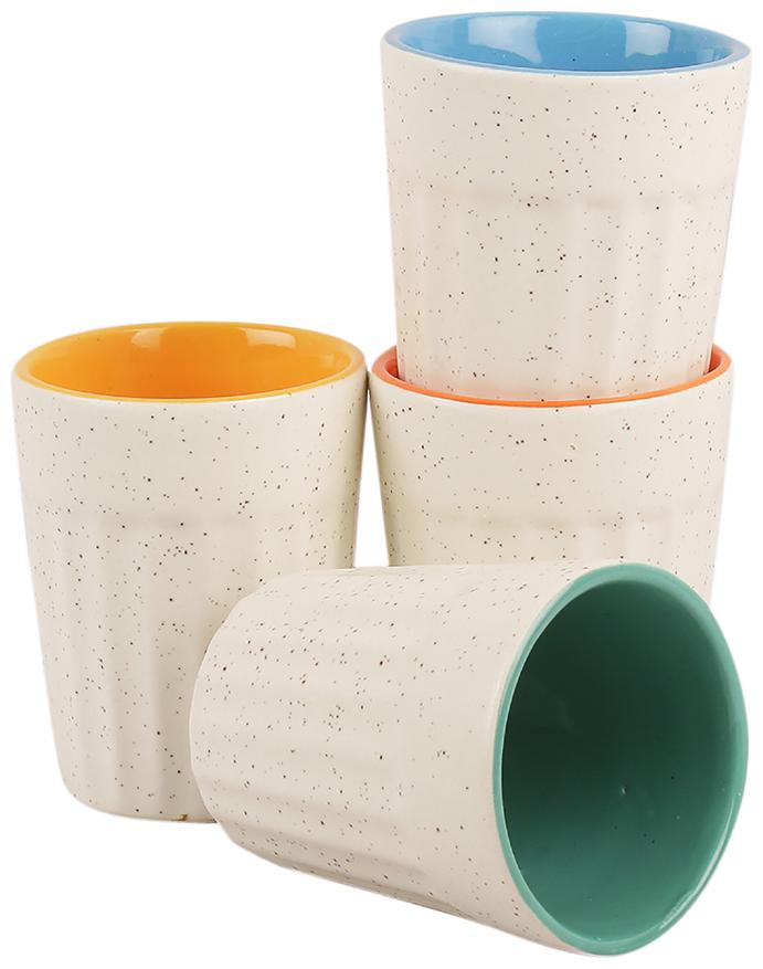 

VarEesha Assorted colors with White Matt Tumblers Set of Four
