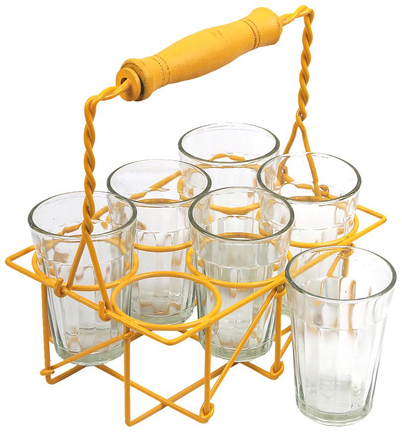 

VarEesha Cutting Chai Yellow Holder with Six Tea Glasses Set