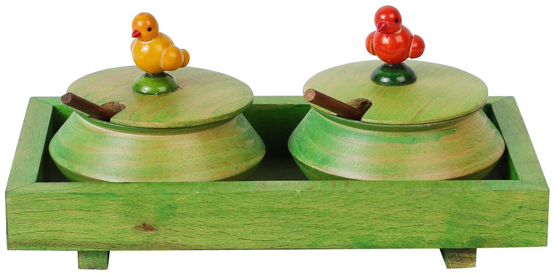 

VarEesha Green Wooden Handis Set with Tray