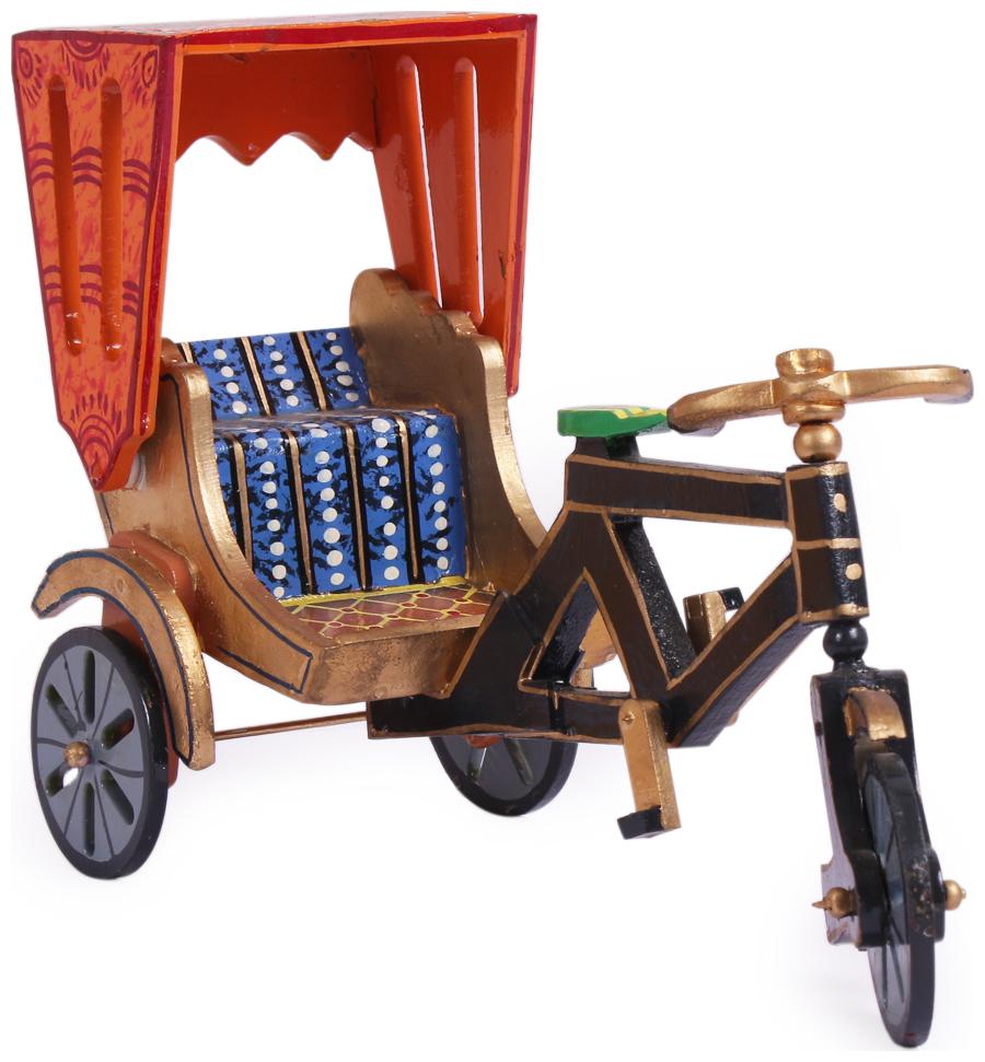 

VarEesha Hand Painted Wooden Riksha Showpiece